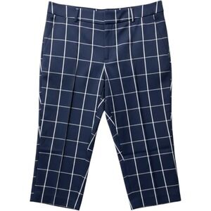 Time and Tru Womens Navy Blue Windowpane Check Cropped Pants Size 20 Pleated